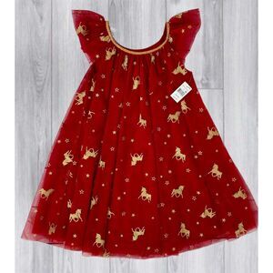 Lilt Girls Red Dress, Gold Unicorns, Birthday Christmas *New